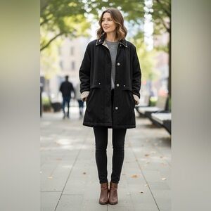 Vintage Black Trench Coat for Women Size Large